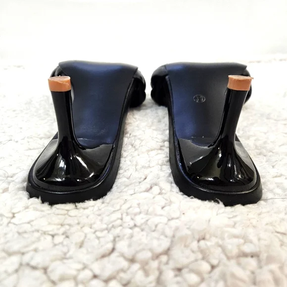 Sleek Black Mules with Braided Strap and Square Toe Size US 8 UK 39 - Picture 7 of 8